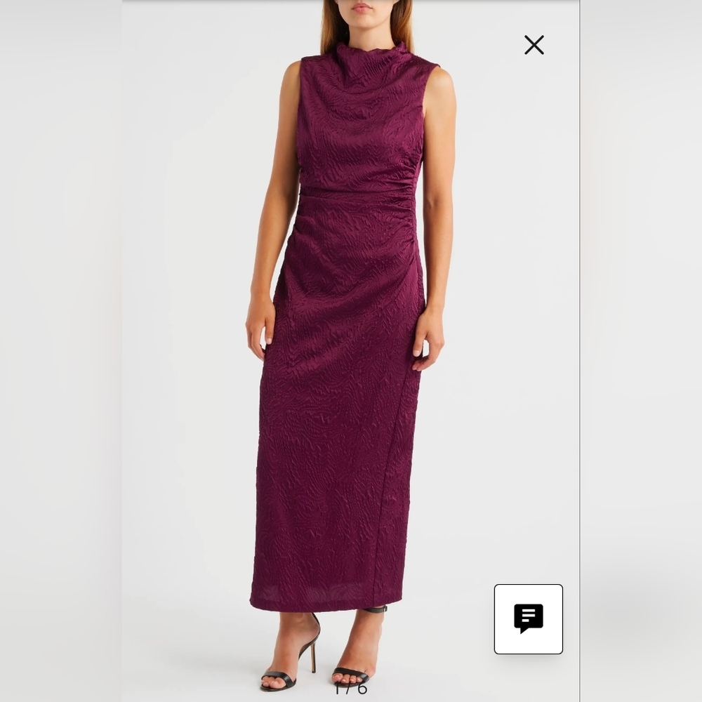 Vince Camuto Burgundy Bodycon Dress Womens High Cowl Neck Ruched  Size 2/6